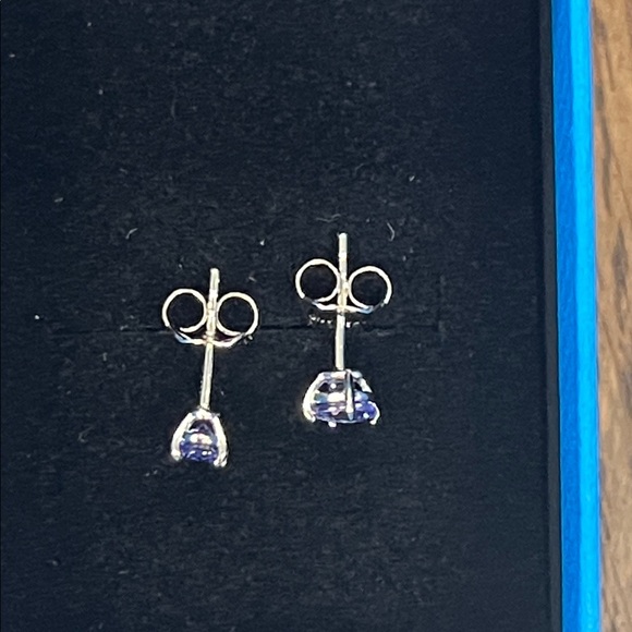 NIB - JTV Blue Tanzanite Stud Earrings, Rhodium Over Sterling Silver | 0.94ctw - Picture 5 of 12